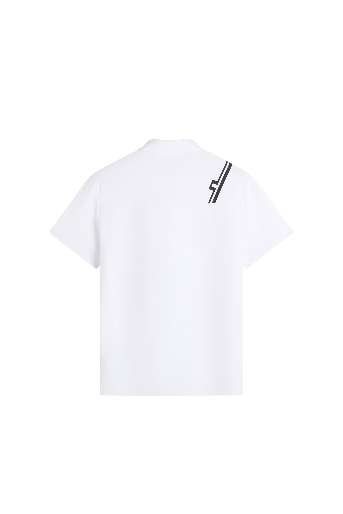 J.Lindeberg Fred Polo White – detaljbild fram med stickad krage och treknappsöppning
