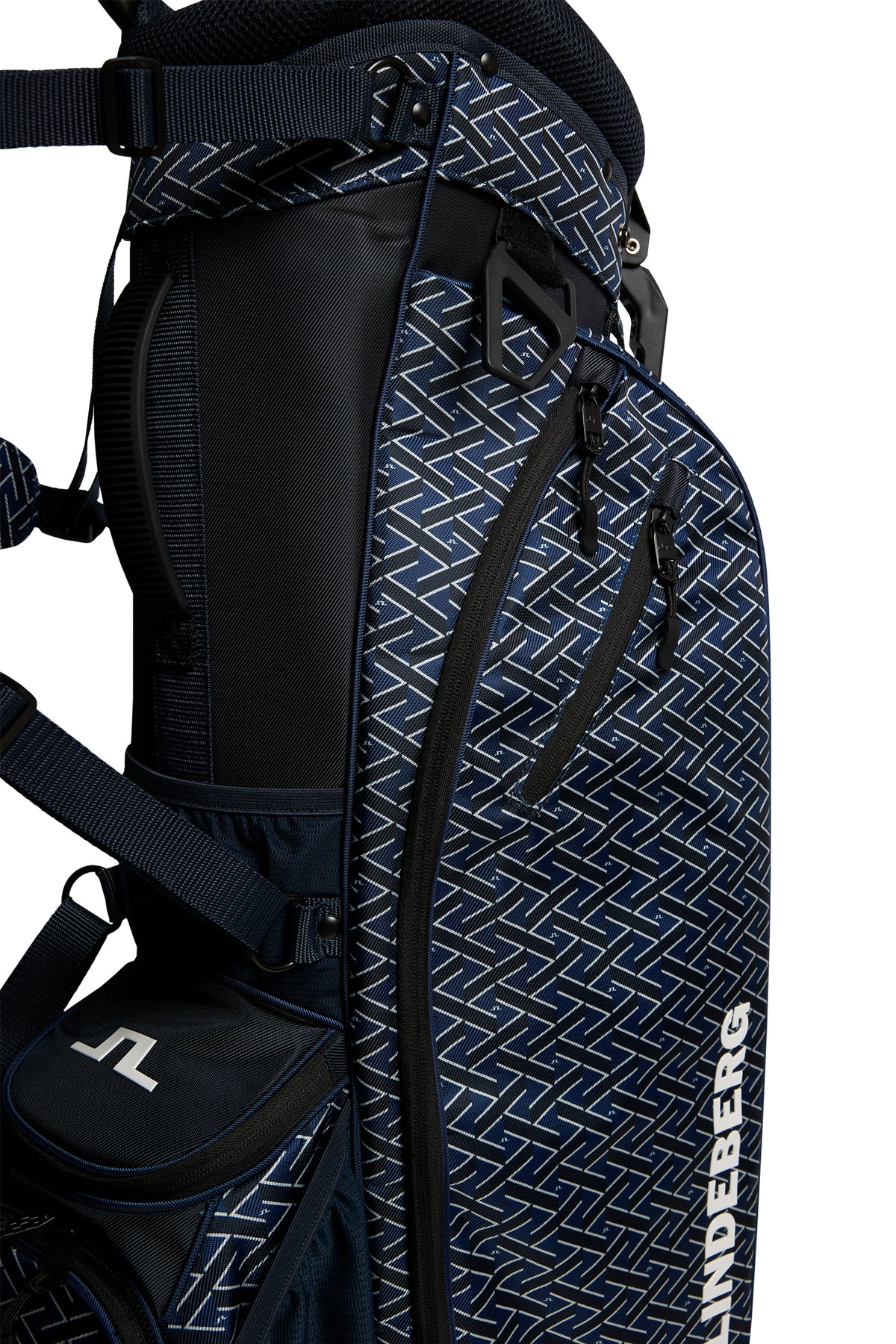 J.Lindeberg JL Flare Printed Golf Bag - detalj på Ladder Estate Navy S-mönster