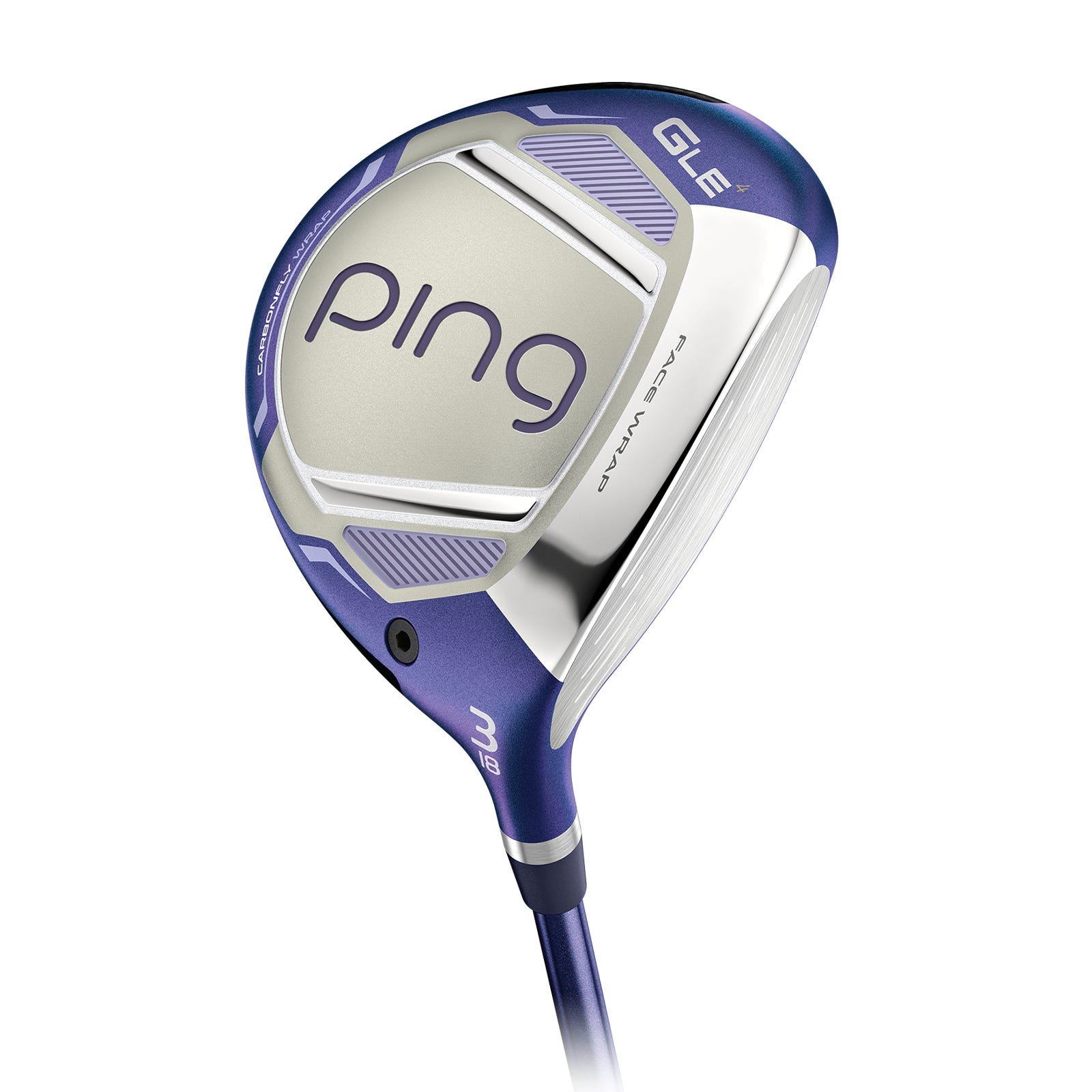 Undersidan av PING G Le4 3-wood som visar Carbonfly Wrap-kronan och sulans design
