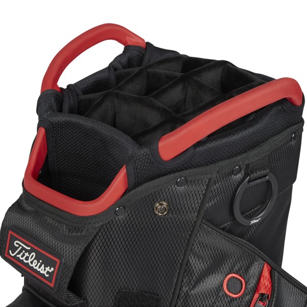 Titleist Cart 14 StaDry bag — detalj på kardborrefäste för handske och handduksring