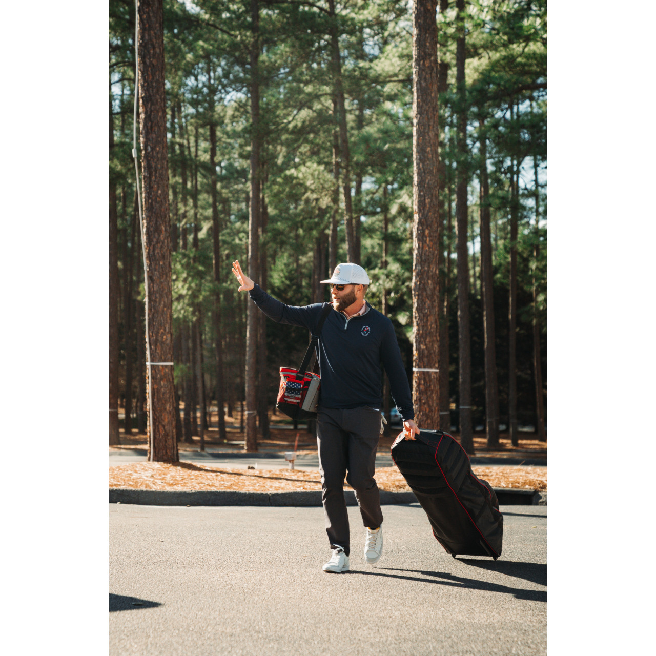 Bag Boy T-800 Travel Cover in use &mdash; lifestyle