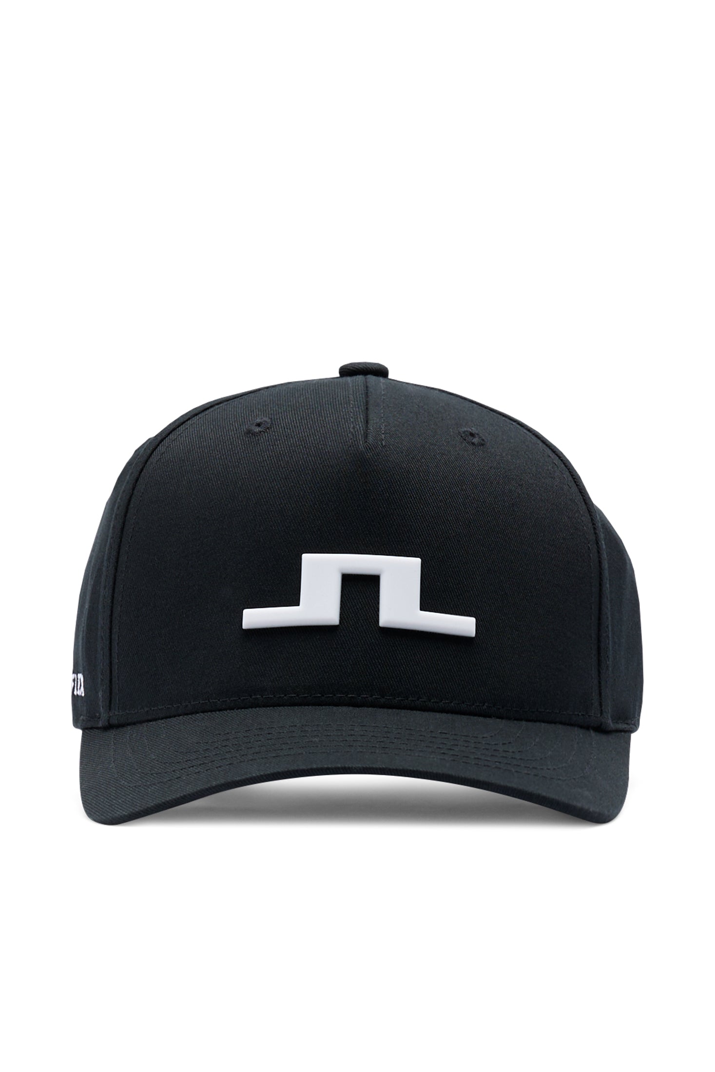 J.Lindeberg Heath Cap Black – framifrån som visar Flexfit-bomullsmixkonstruktion