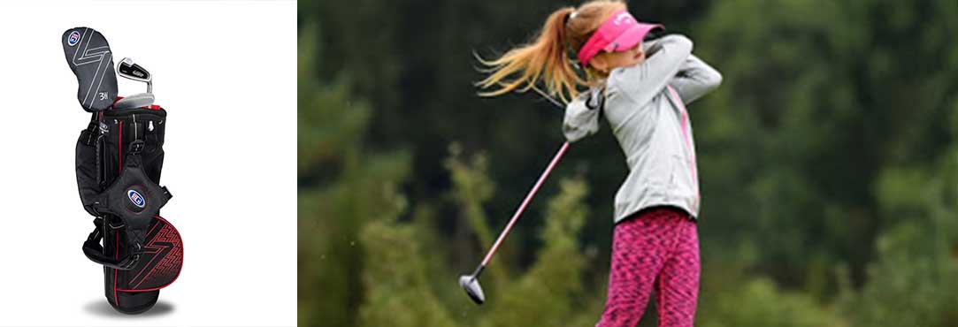 U.S. Kids Golf UL7-39 3-Club Carry Set med svart/röd bärbag