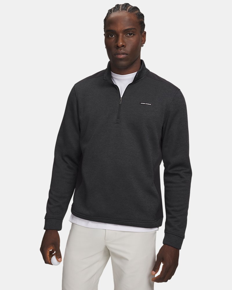 UA SweaterFleece Hybrid – framifrån, svart