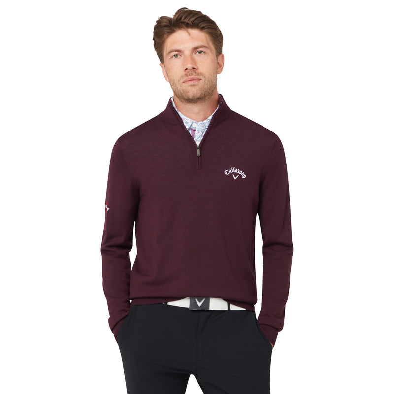 Callaway Blended Merino 1/4 Zip Sweater Italian Plum – framifrån