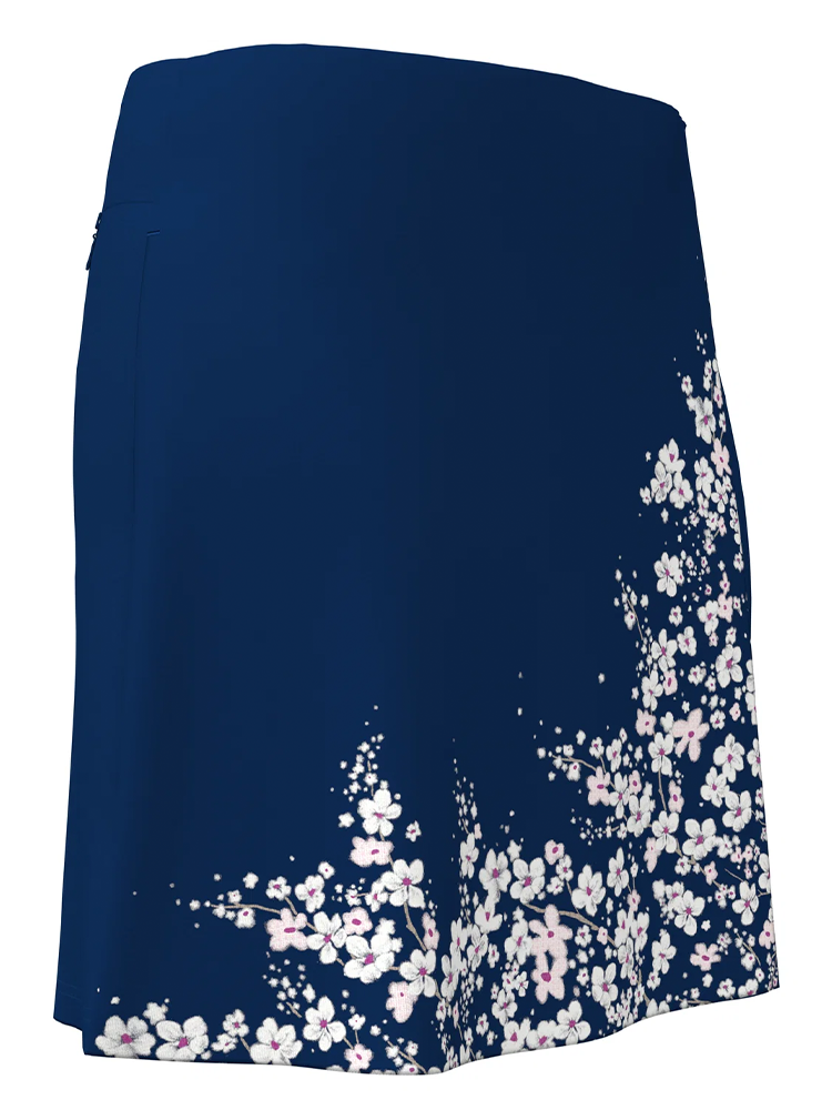 Callaway Floral Printed Wrap Skort Blue Depths – bakvy som visar längd och blommigt mönster