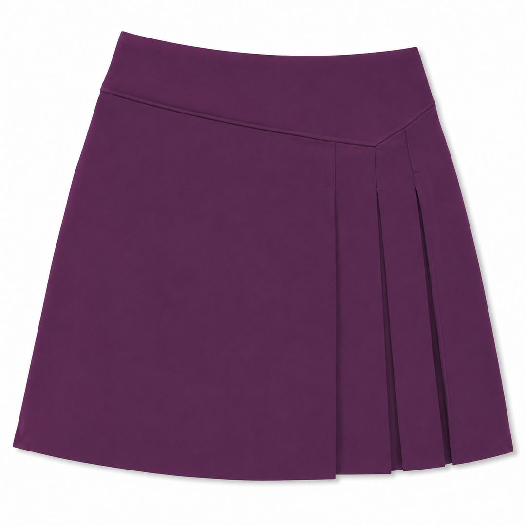 Callaway Gloxinia Side Pleat Golf Skort – framifrån som visar A-linjesilhuett och sidoveck
