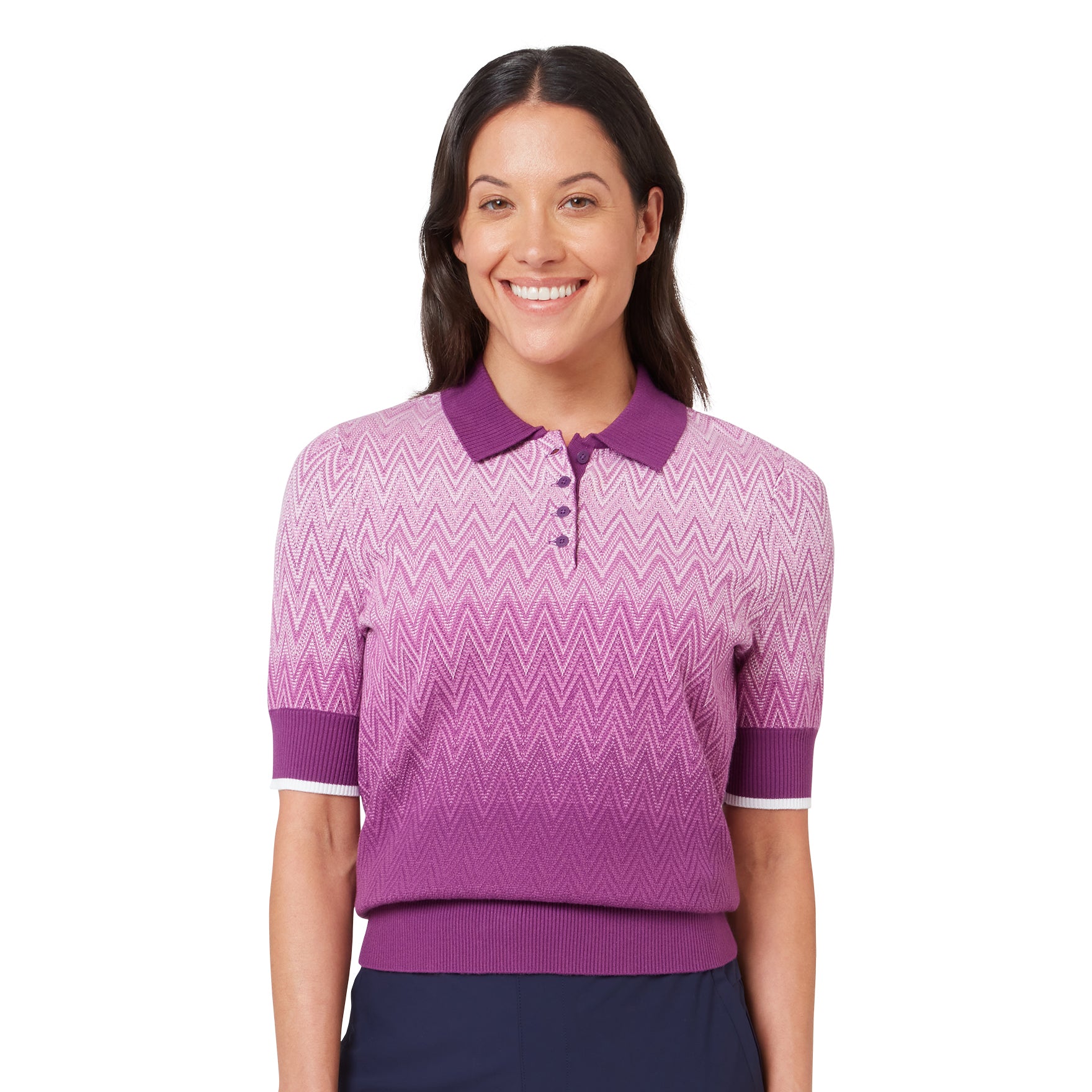 Callaway Ladies Gradient Knitted Polo – front view showing chevron gradient pattern