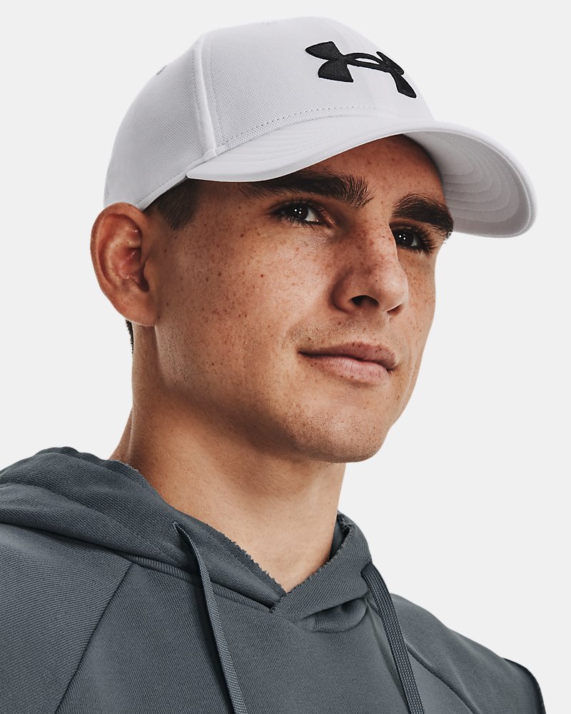 Under Armour Blitzing Low cap – front-close detail, white