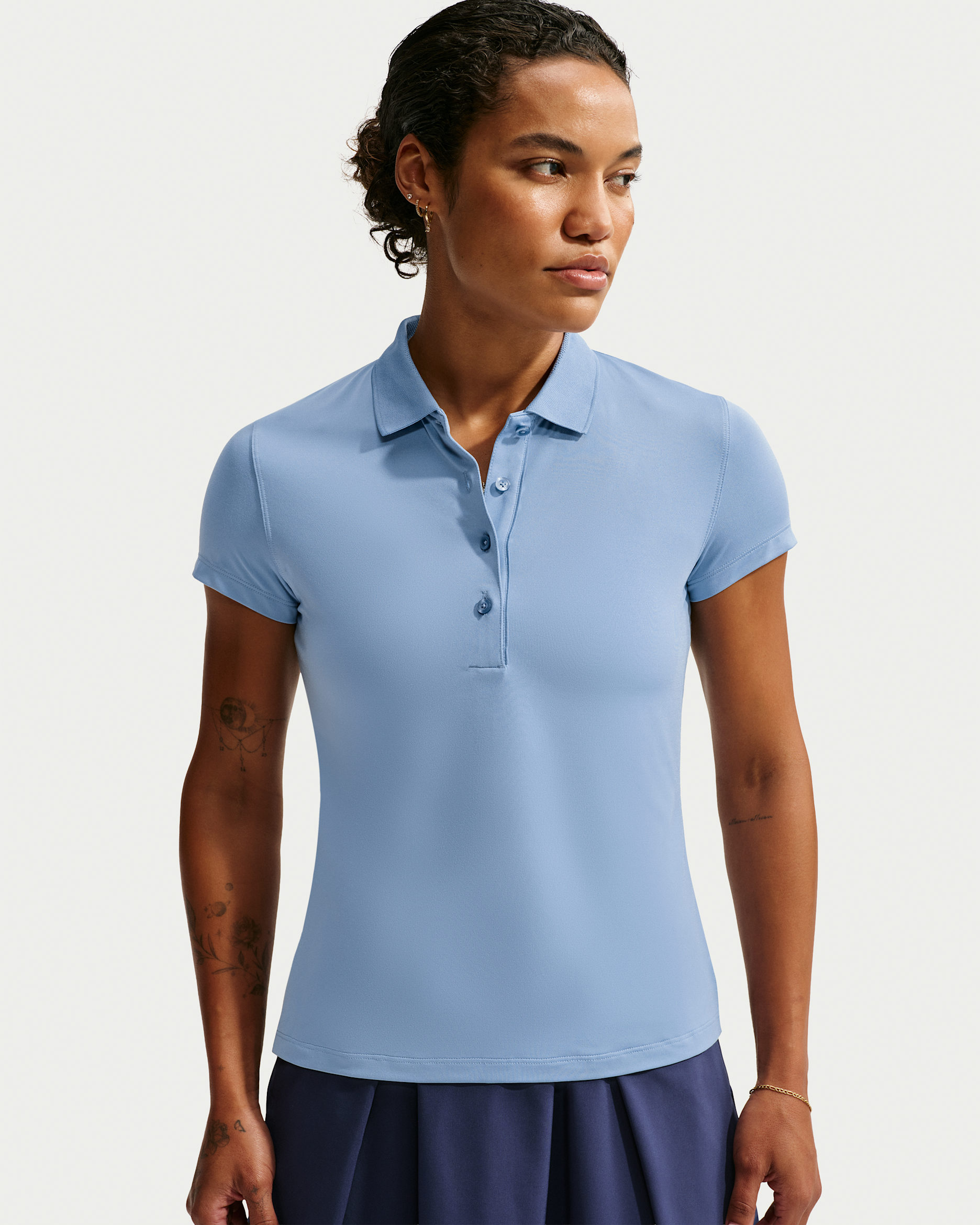 Nike Golf Club Dam Polo i Work Blue/Vit – framifrån