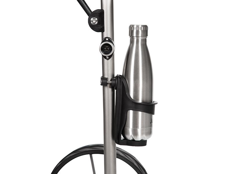 JuCad Bottle Support shown with example bottle on trolley (bottle not included)