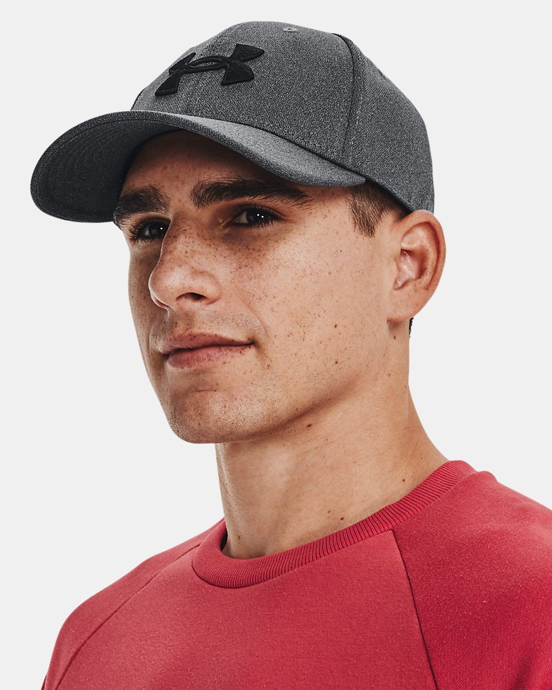 Under Armour Blitzing Low cap — front close-up view dark grey