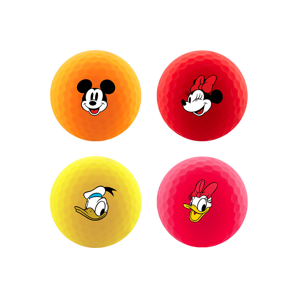 Volvik Disney Musse Pigg och Vänner Vimat golfbollar i orange, rött, gult och rosa