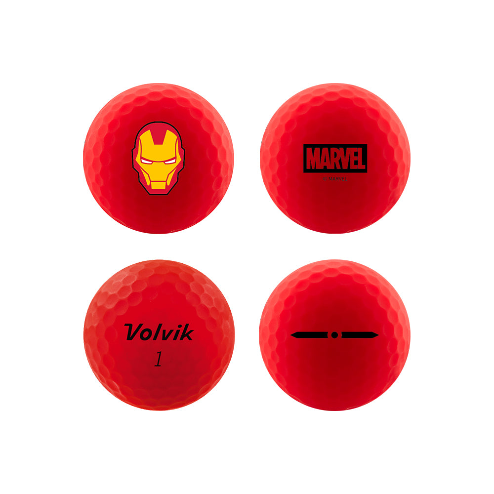 Volvik Vimat Avengers golfbollar som visar hjältdesignerna från flera sidor
